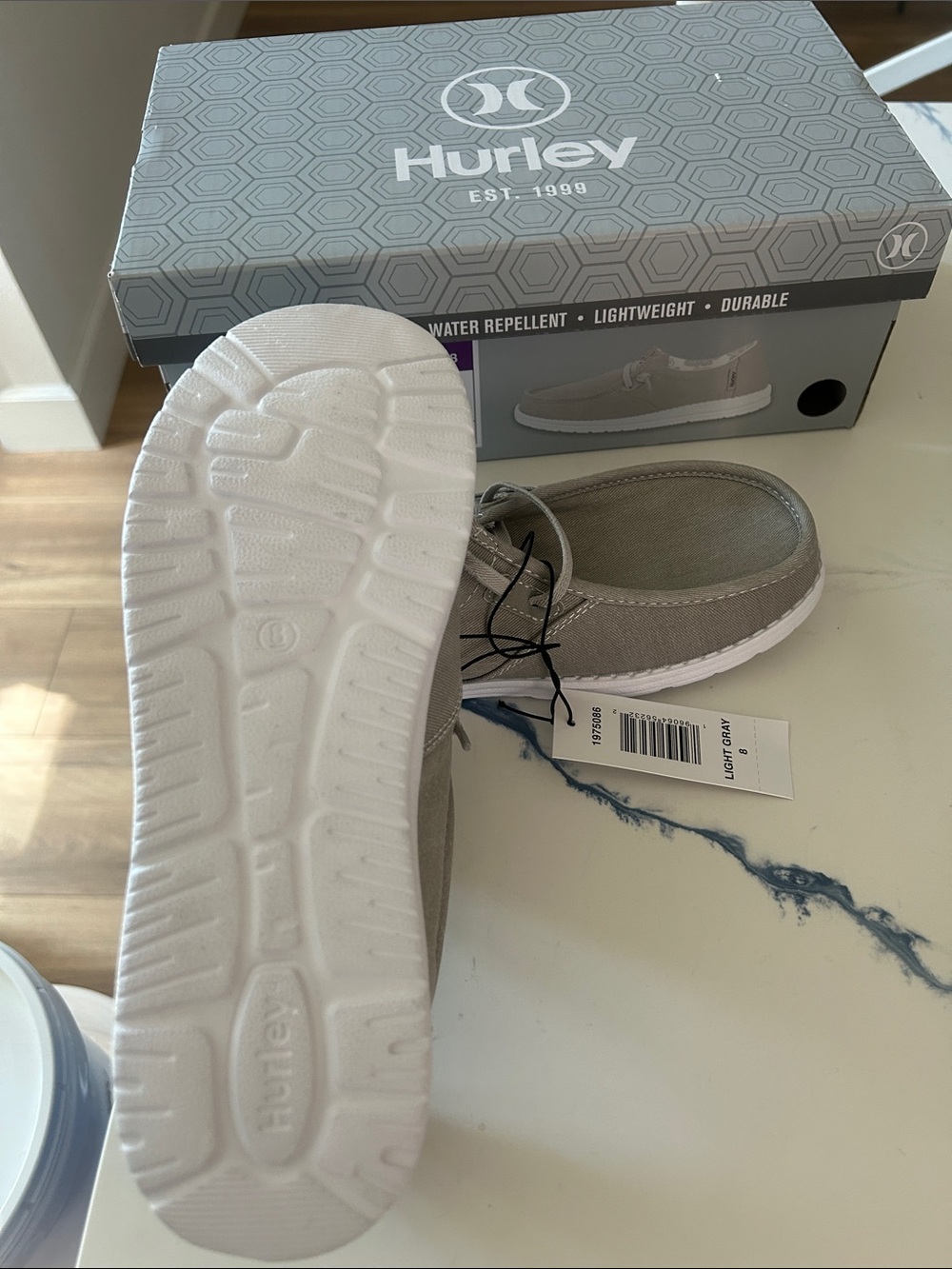 Hurley Light Gray Canvas Slip-On Loafers - Picture 5 of 6